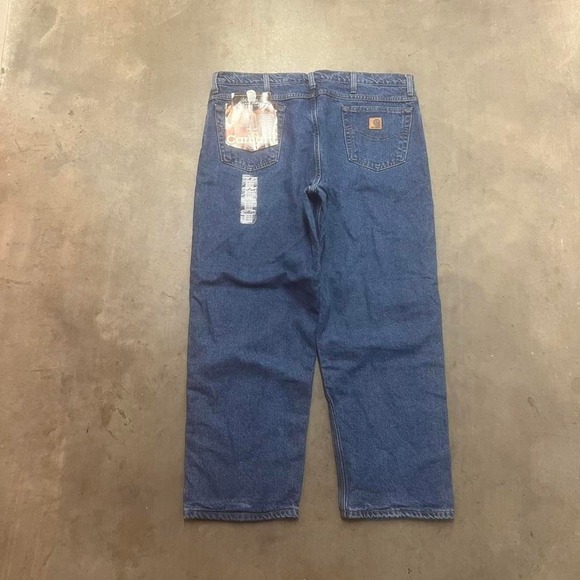 NWT Vintage Carhartt men blue flannel lined jeans 1999 USA made warm outdoors 42